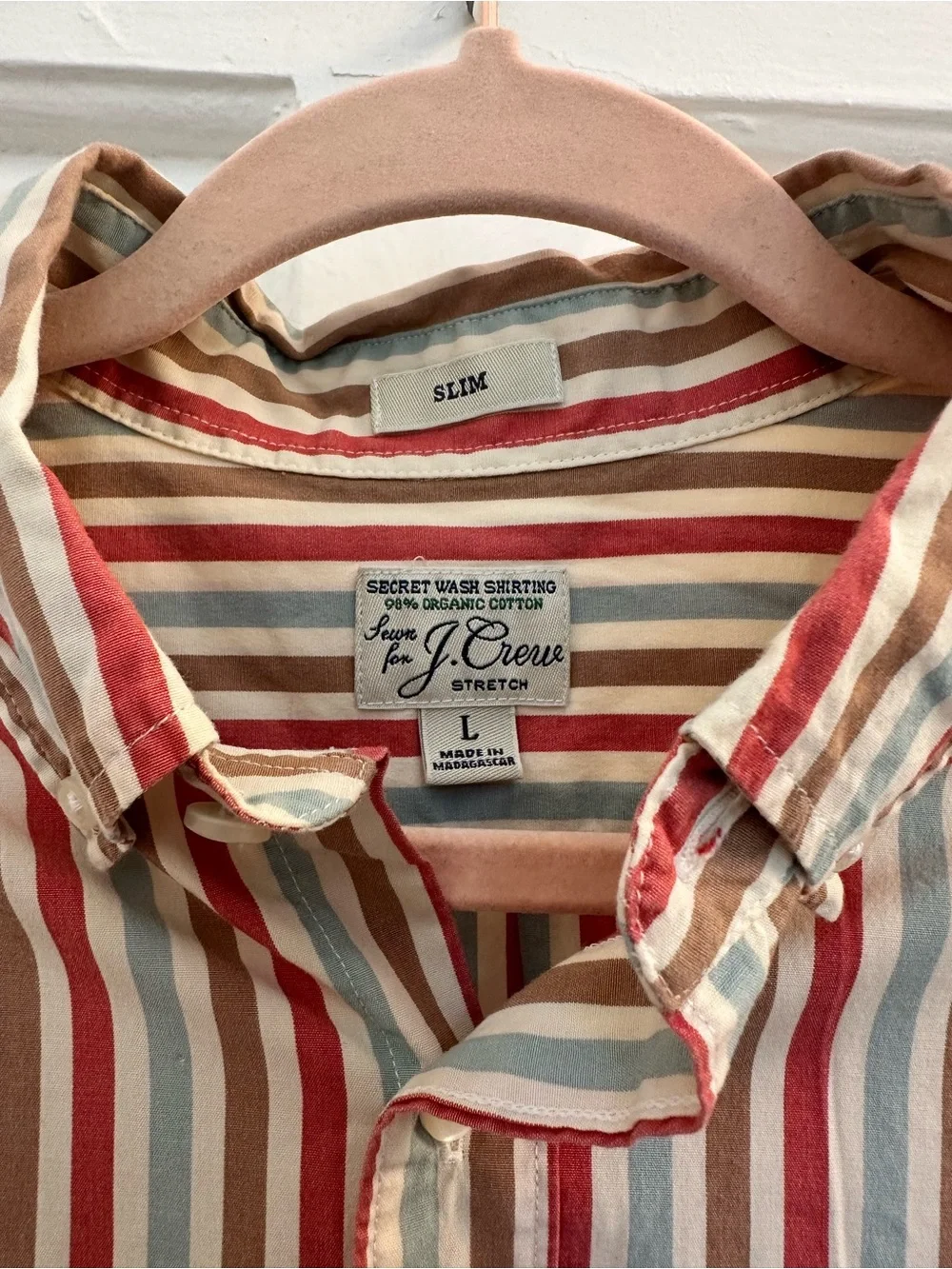Classic J Crew Striped Button-Down Shirt — Red & Blue